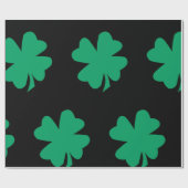 Shamrock Patroon Zwart Groen St Patrick's Day 2024 Cadeaupapier (Vlak)