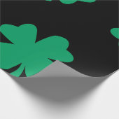 Shamrock Patroon Zwart Groen St Patrick's Day 2024 Cadeaupapier (Hoek)