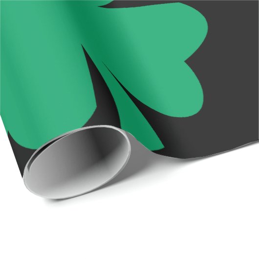 Shamrock Patroon Zwart Groen St Patrick's Day 2024 Cadeaupapier (Rol Hoek)