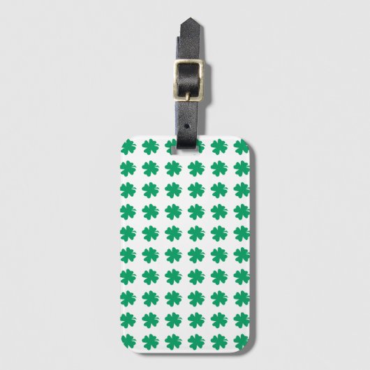 Shamrock Pattern Green White St Patrick's Day Bagagelabel (Voorkant (verticaal))