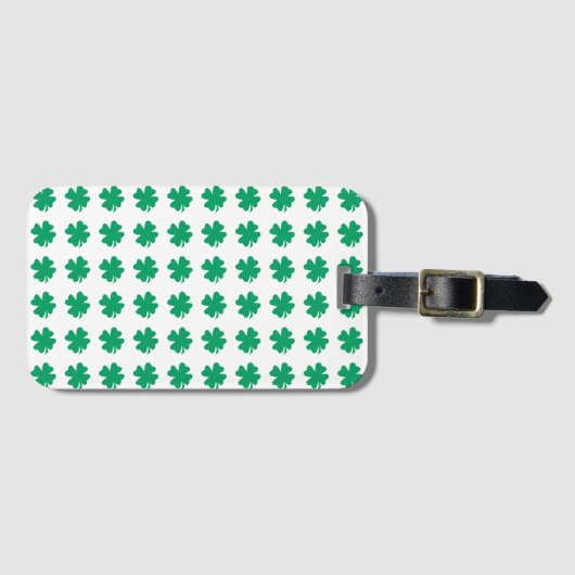 Shamrock Pattern Green White St Patrick's Day Bagagelabel (Voorkant (horizontaal))