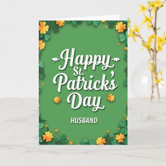 Shamrock Pattern Husband Card Kaart (Gele Bloem)