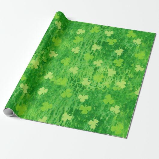 Shamrock Pattern - Irish Clover - Wrapping Paper Cadeaupapier (Uitgerold)