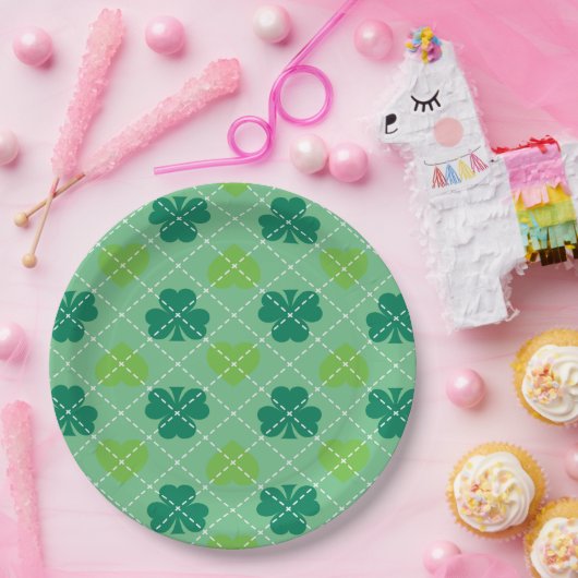 Shamrock Pattern Papieren Bordje (Feest)