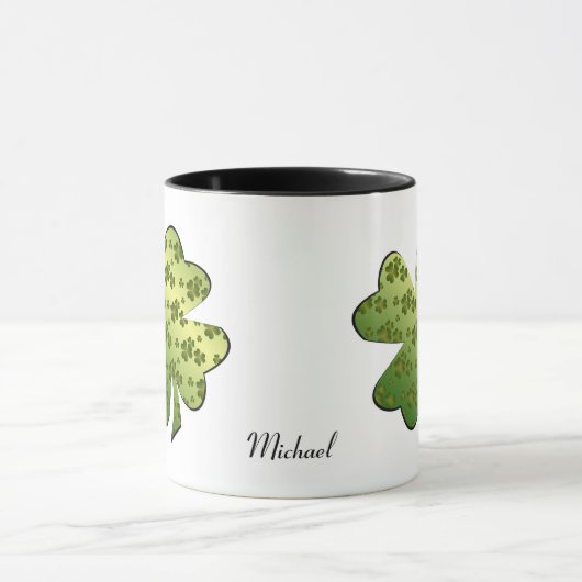 Shamrock Pattern Personalized Mok (Midden)