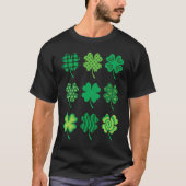Shamrock Pattern St Patricks Day Cute Plaid Four L T-shirt (Voorkant)