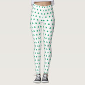 Shamrock Pattern St. Patrick's Day Groen Wit Leggings (Voorkant)