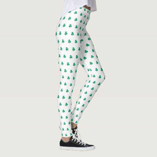 Shamrock Pattern St. Patrick's Day Groen Wit Leggings (Rechts)