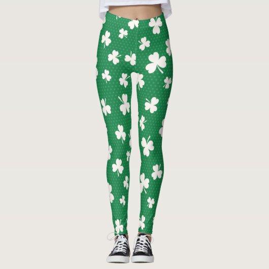 Shamrock Pattern St Patrick's Day Leggings (Voorkant)