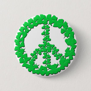 Shamrock Peace Sign-producten Ronde Button 5,7 Cm