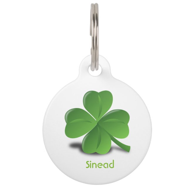Shamrock personalized St Patrick's Day dog label Huisdierpenning (Voorkant)