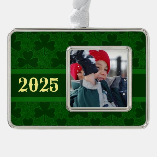 Shamrock Personalized Verzilverd Omlijst Ornament (Voorkant)