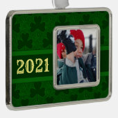 Shamrock Personalized Verzilverd Omlijst Ornament (Rechts)