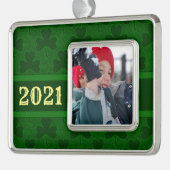 Shamrock Personalized Verzilverd Omlijst Ornament (Links)