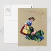  Shamrock Pig Girl St Patrick's Day Kaart (Voorkant / Achterkant)