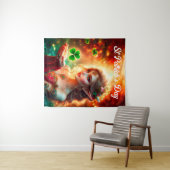 Shamrock pixie meisje groene klaver Ierland helder Wandkleed (In Situ (horizontaal))