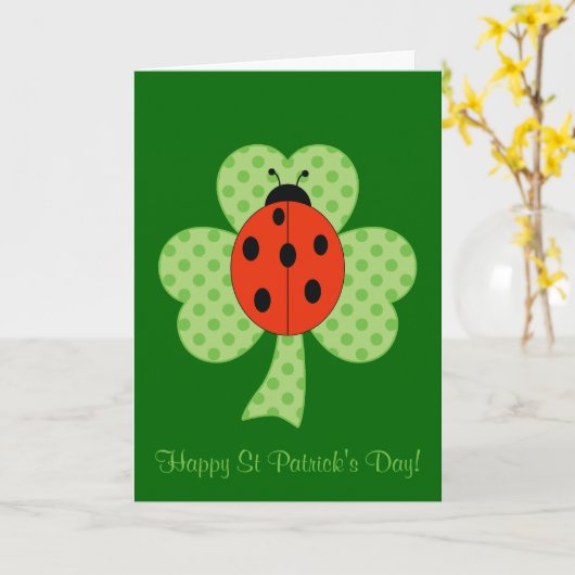 Shamrock Polka dots en ladybug St Patrick's Day Kaart (Gele Bloem)