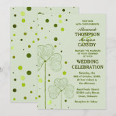Shamrock Polka Dots Huwelijksuitnodiging 2 Kaart (Voorkant / Achterkant)