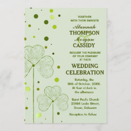 Shamrock Polka Dots Huwelijksuitnodiging 2 Kaart