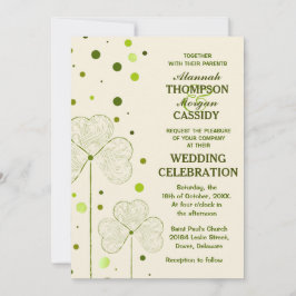 Shamrock Polka Dots Huwelijksuitnodiging Kaart