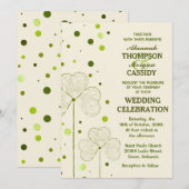 Shamrock Polka Dots Huwelijksuitnodiging Kaart (Voorkant / Achterkant)