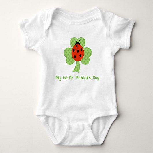 Shamrock Polka dots Ladybug | Eerste dag van de pa Romper (Voorkant)