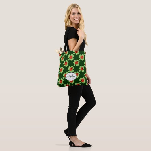 Shamrock Polka dots Ladybug Ladybird Monogram Tote Bag (Op model)