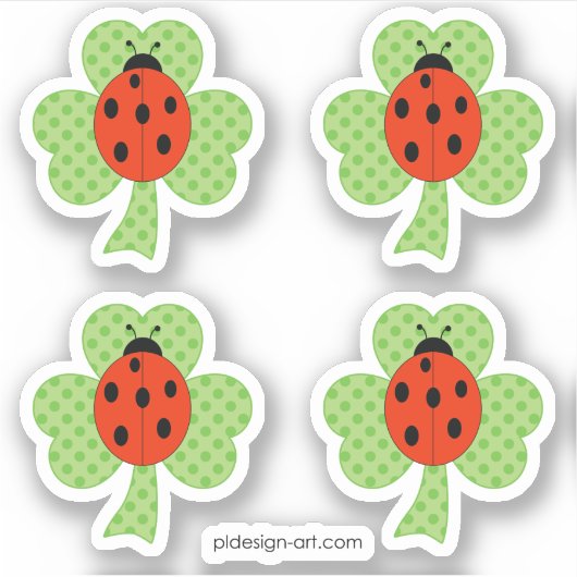 Shamrock Polka dots Ladybug Ladybird Sticker (Voorkant)