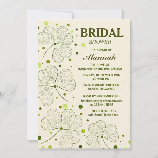 Shamrock Polka Dots Vrijgezellenfeest Kaart (Voorkant)