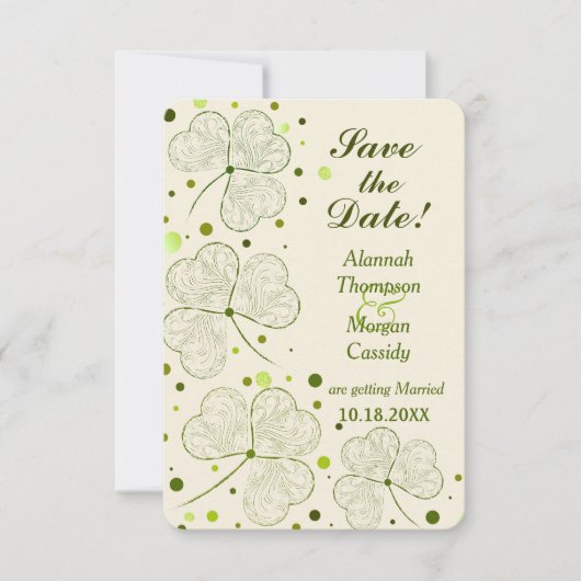 Shamrock Polka Dots Wedding Save the Date Kaart (Voorkant)