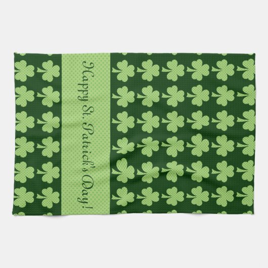 Shamrock Polka stipt St. Patrick's Day Personalize Theedoek (Horizontaal)
