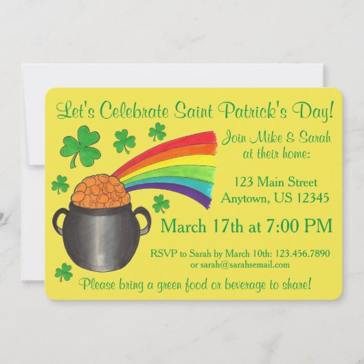 Shamrock Pot of Gold Rainbow St Patrick's Day Kaart (Voorkant)