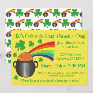 Shamrock Pot of Gold Rainbow St Patrick's Day Kaart
