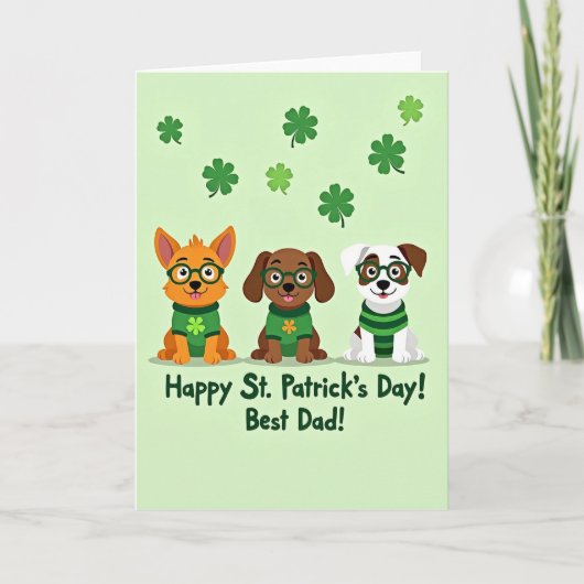 Shamrock Puppy Best Dad Card Kaart (Voorkant)