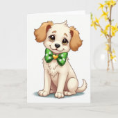 Shamrock Puppy Bow Kaart (Gele Bloem)