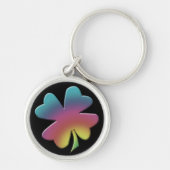 Shamrock Rainbow op zwart Sleutelhanger (Voorkant)