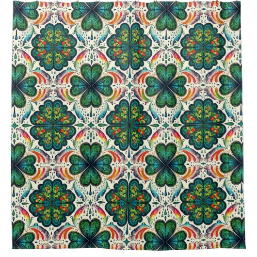 Shamrock Rainbows. St. Patty's Day Douchegordijn (Voorkant)