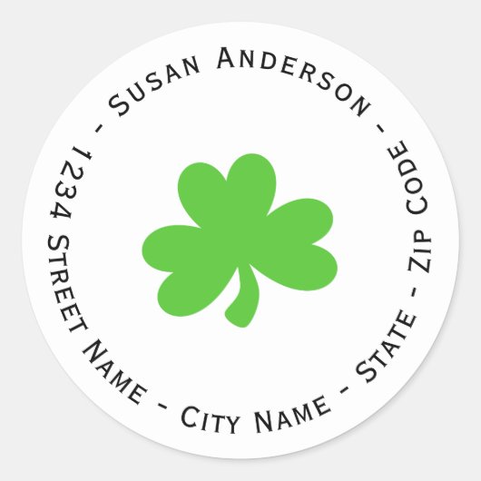 Shamrock Return-adreslabel Ronde Sticker (Voorkant)