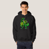 Shamrock Riding Dinosaur T Rex St Patricks Day Boy Hoodie (Voorkant volledig)