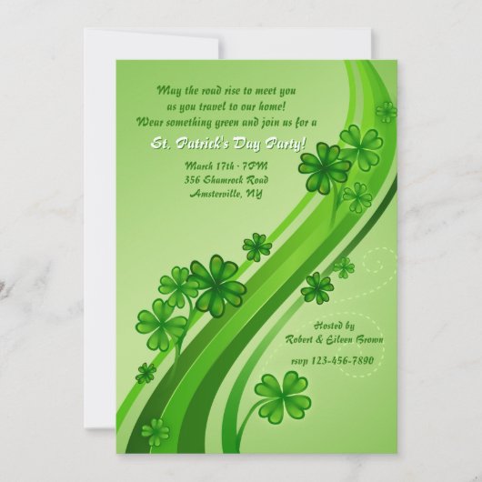 Shamrock Road St. Patrick's Day Party Invitation Kaart (Voorkant)