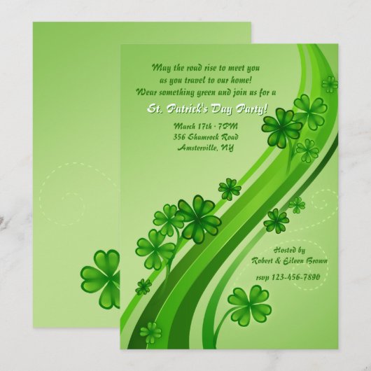 Shamrock Road St. Patrick's Day Party Invitation Kaart (Voorkant / Achterkant)