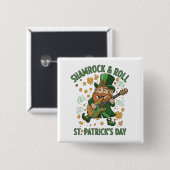 Shamrock & Roll Kabouter | Grappige St. Patrick's Vierkante Button 5,1 Cm (Voorkant /achterkant)