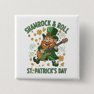 Shamrock & Roll Kabouter Grappige St. Patrick's Vierkante Button 5,1 Cm