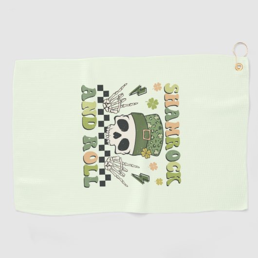 Shamrock & Roll - Skeleton Clover Golfhanddoek (Horizontaal)