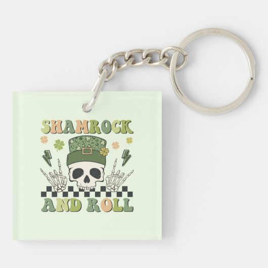 Shamrock & Roll - Skeleton Clover Sleutelhanger (Achterkant)