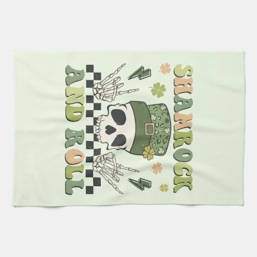 Shamrock & Roll - Skeleton Clover Theedoek (Horizontaal)