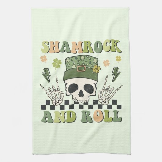 Shamrock & Roll - Skeleton Clover Theedoek (Verticaal)