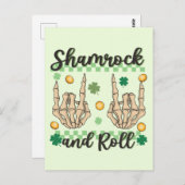 Shamrock & Roll - Skeleton Hand Briefkaart (Voorkant / Achterkant)
