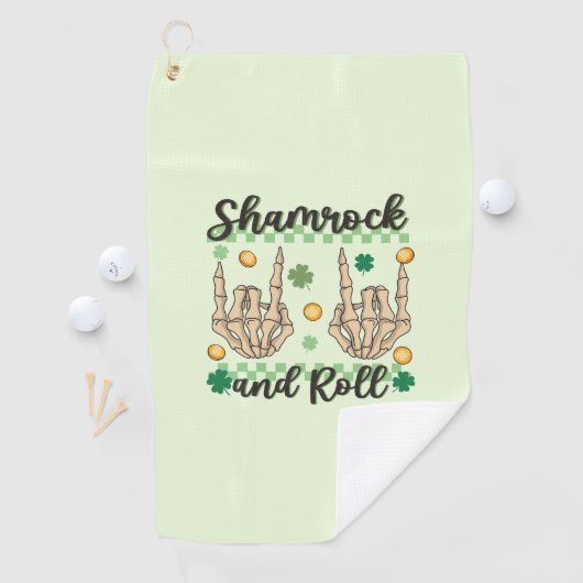 Shamrock & Roll - Skeleton Hand Golfhanddoek (Insitu)