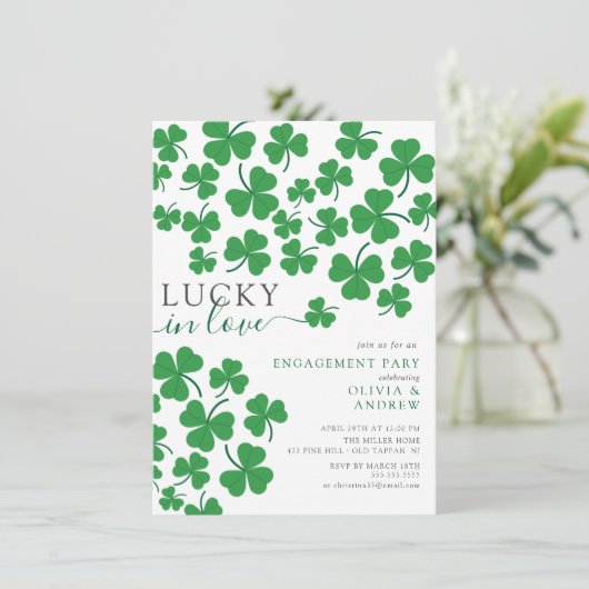Shamrock Romance Gelukkig Verliefd Verloving Kaart (Staand voorkant)